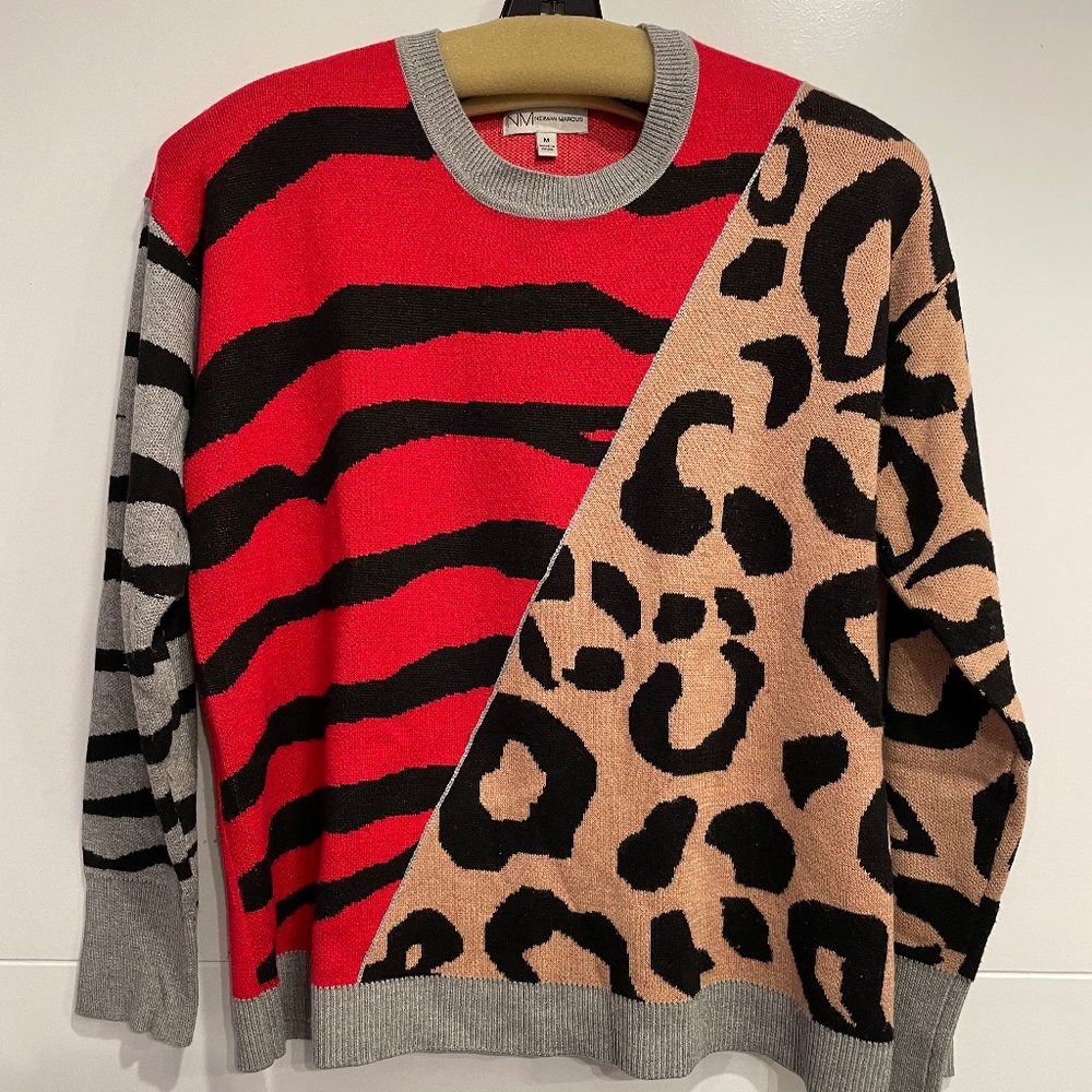 Neiman Marcus Cashmere Blend Colorful Sweater